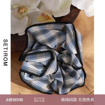 西町村屋法式格纹蝴蝶结发圈女