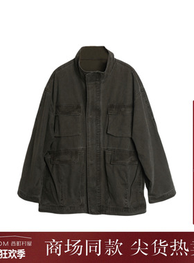西町村屋做旧落色手工磨破外套女秋季新款复古宽松上衣XA9C10090
