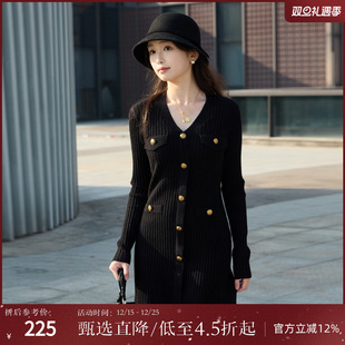 长裙AD8502022 小香风气质感修身 西町村屋针织连衣裙女装 秋冬新款