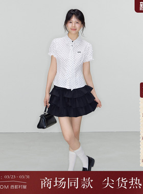 西町村屋甜美短裙女装2026夏季新款可爱风荷叶边蓬蓬裙XABB10539