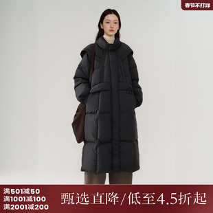 西町村屋羽绒服女冬季新款韩系设计感连帽长款保暖外搭HD8205076