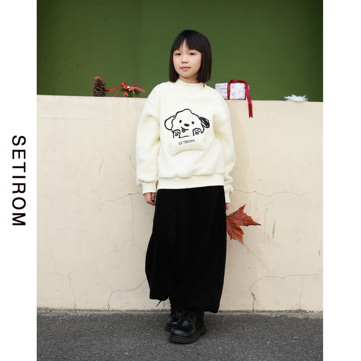 西町村屋亲子趣味小狗毛绒卫衣