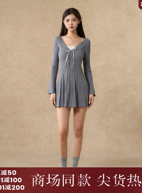 西町村屋少女感连衣裙女装2025秋季新款甜美假两件裙子XAAC10706