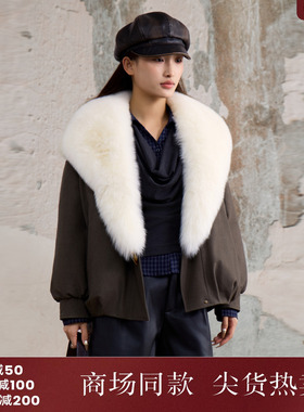西町村屋廓形90白鸭绒外套女2025冬新款狐狸毛领羽绒服XAAD10711
