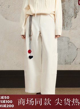 西町村屋休闲风香蕉裤女2025冬新款百搭松弛长裤含腰绳XHAD10842