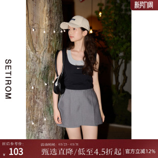 无袖 新款 T恤套装 夏季 休闲撞色两件套AB9602003 女装 西町村屋修身