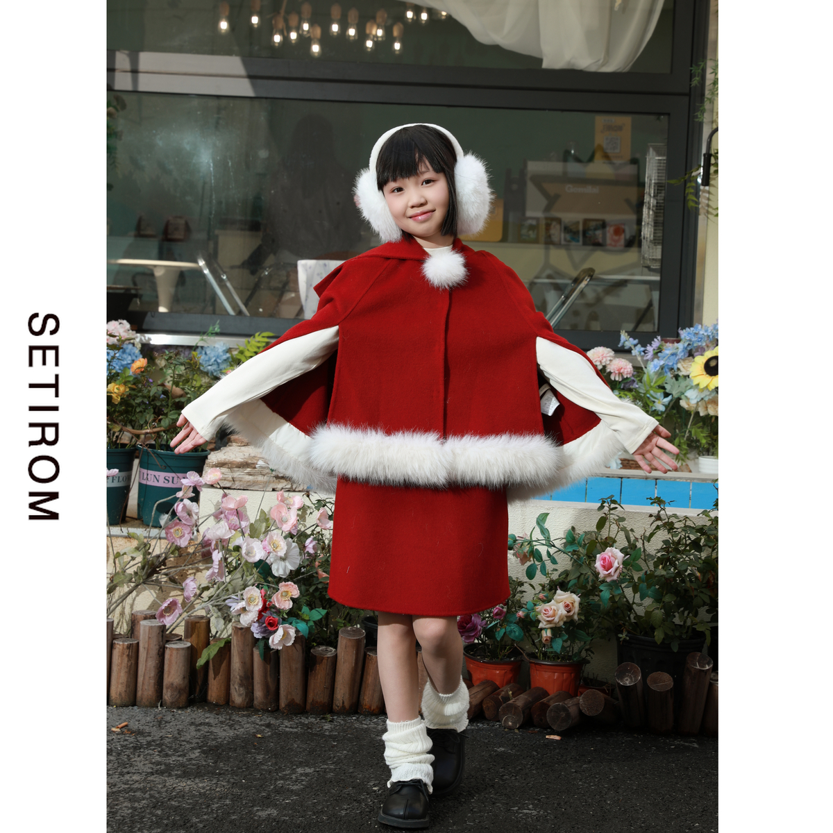 西町村屋亲子气质双面呢两件套装