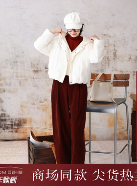西町村屋休闲文艺哈伦裤女装秋冬新款复古宽松高腰裤子XH9D10193