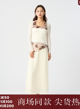 西町村屋新中式蕾丝修身套装女2025秋季新款气质两件套XEAC10366