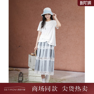新款 夏季 休闲百搭T恤XHAB10027 女装 西町村屋设计感结构不规则短袖