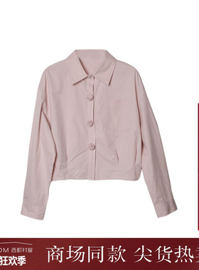 西町村屋立体玫瑰长袖衬衣女秋季新款韩系气质短款衬衫XA9C10130