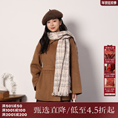 新款 西町村屋极简大衣女装 冬季 气质感骆驼绒外套含腰带AD7209773