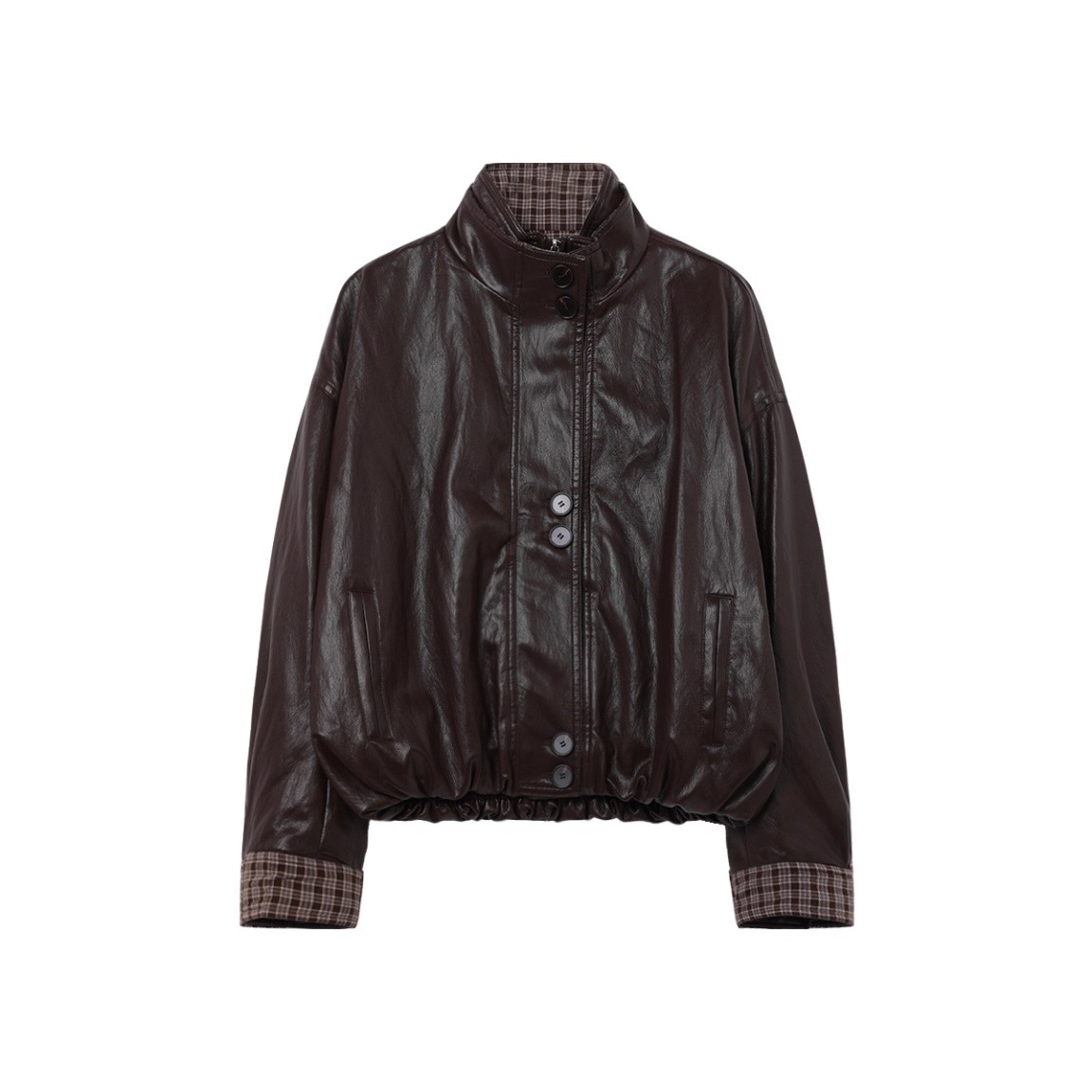 西町村屋韩系外套女装2025冬新款复古拼接翻领短款上衣XHAD10710