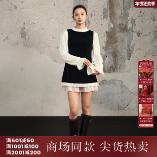 西町村屋气质感内外套女装2025冬新款千金风连衣裙套装XAAD10714