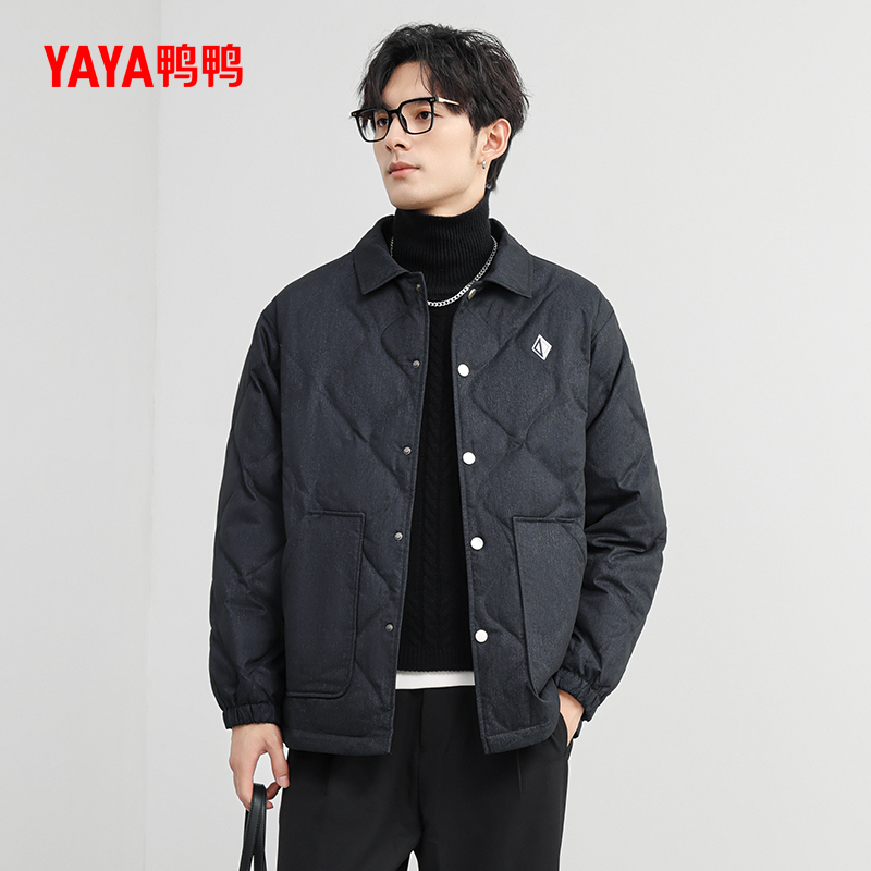 鸭鸭衬衫领短款羽绒服