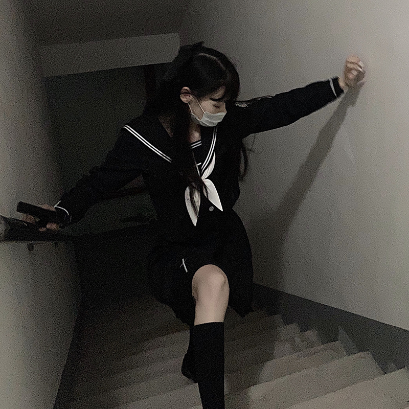 少女套装全套潮裙黑色夏日系版酷系制服秋季jk款暗服