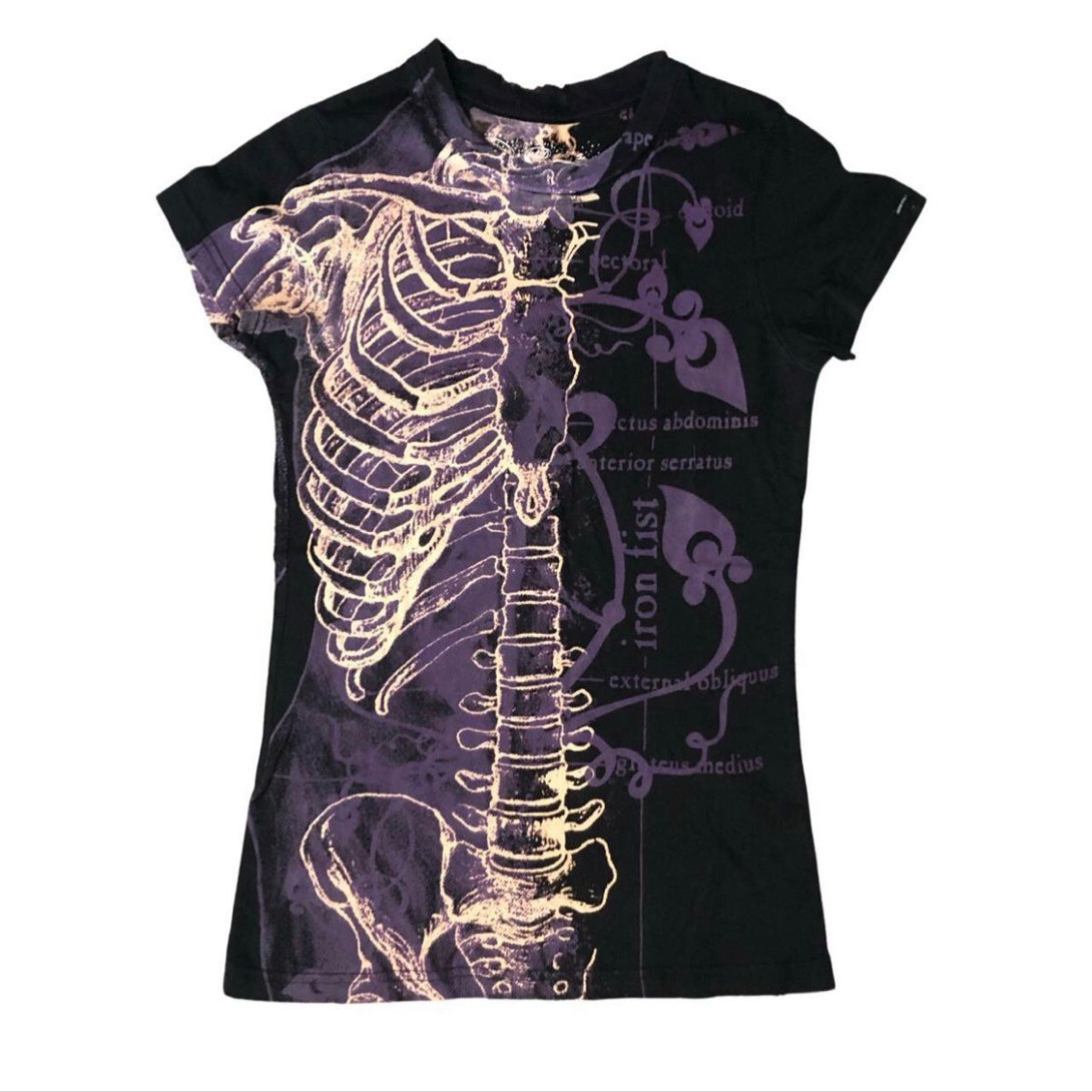 棱镜Prism 暗黑人体骨骼亚文化小众设计感Y2K千禧辣妹短袖T恤