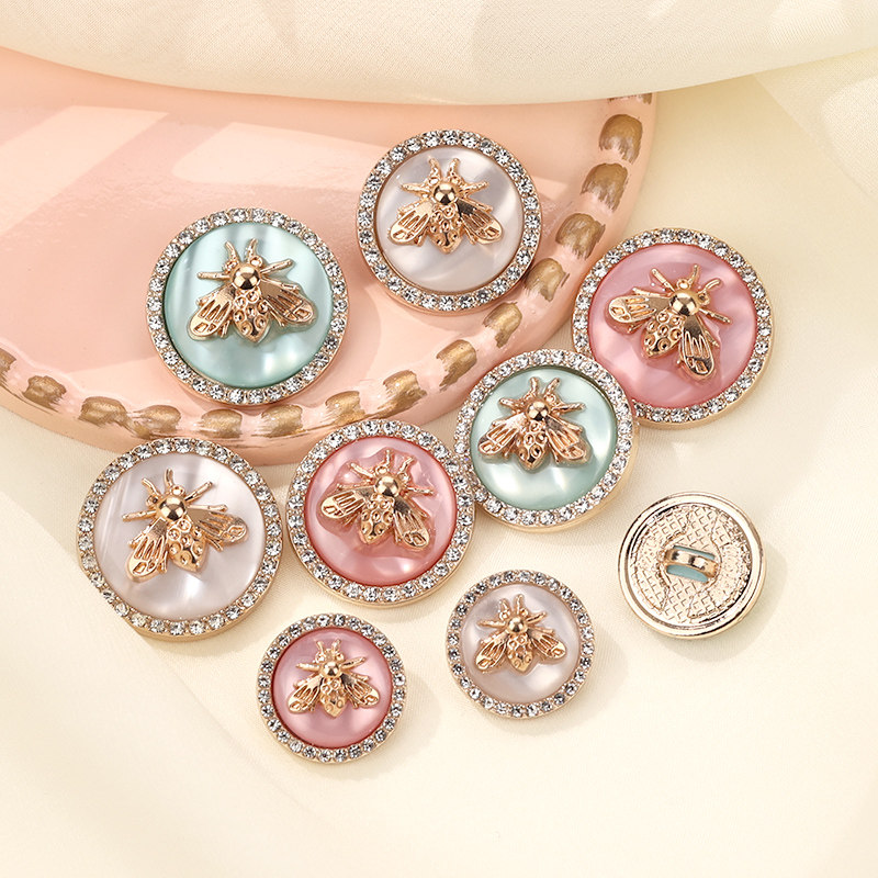 蜜蜂金属纽扣镶钻双拼高档钮扣毛衣大衣法式套装衣服扣子服饰配件,居家布艺,纽扣,淘宝优惠券,粉丝福利购,淘宝优惠卷