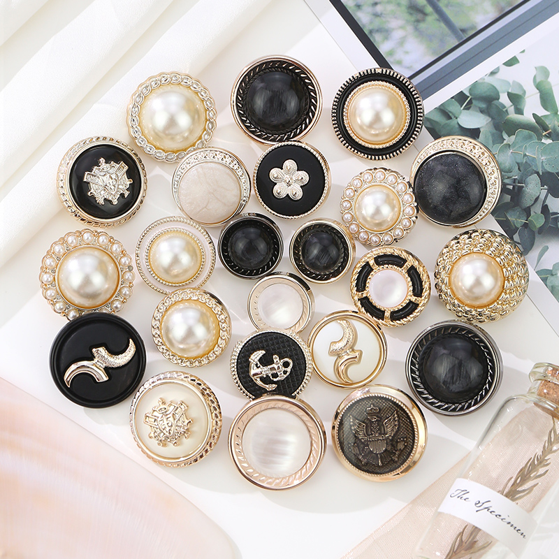 高档小香风纽扣珍珠猫眼石百搭大衣毛衣西装外套扣子塑料服饰配件