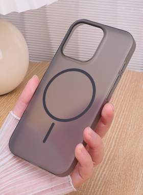 磨砂细圈磁吸硬壳适用苹果16Promax新款轻薄14Promax手机壳iPhone15一体防尘13Pro大孔镜头12简约plus高级感