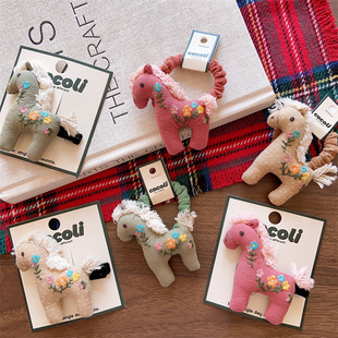 小动物儿童发圈儿童秋冬新款韩风布艺可爱女童头绳小马鸭嘴夹头饰