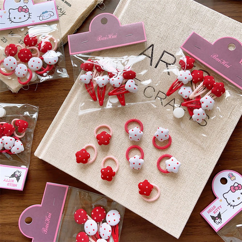 小号纽扣发夹发绳韩布艺点点迷你