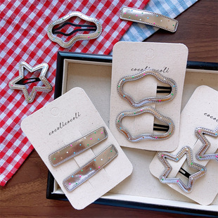 几何形发夹韩版儿童春夏波点银色基础侧边夹女童可爱成人款边夹