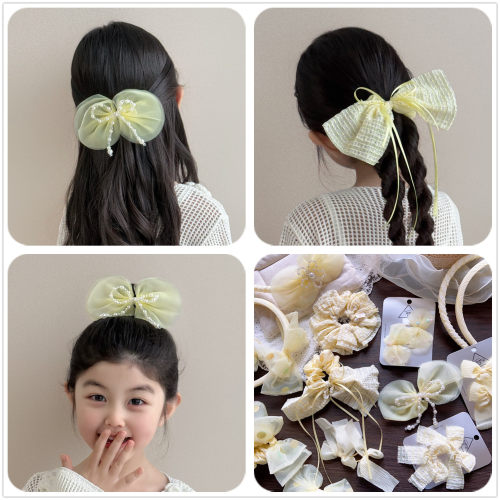 韩芭蕾风珍珠蝴蝶结发圈发夹发箍