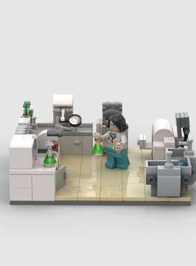 MOC小颗粒国产积木创意模型办公室摆件DIY玩具实验室拼搭节日礼物