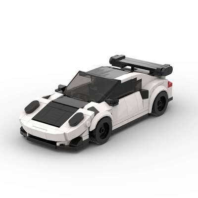 国产小颗粒拼插积木赛车保时捷911 GT3_RS创意模型儿童益智玩具