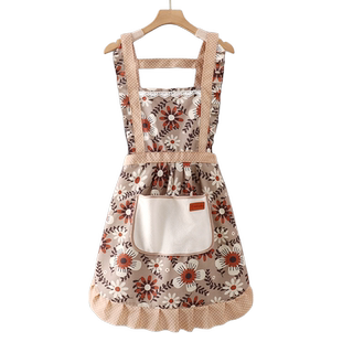 干活纯棉围裙厨房家用2025新款防油污做饭男女工作服可爱透气耐磨