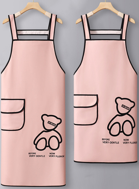 围裙防水防油pu厨房家用做饭女大码加肥加大200斤餐饮专用工作服