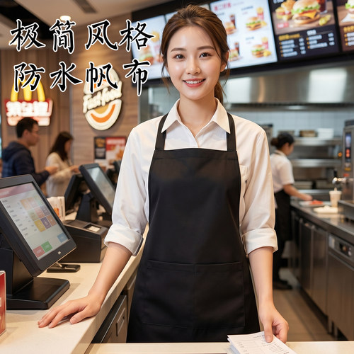 快餐店定制logo耐磨围裙