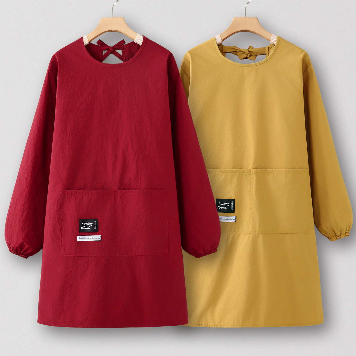 罩衣女新款防水防油熟食店围裙定制logo印字防尘厨房家用工作服男