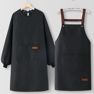 奶茶店围裙厨房家用防水防油炒菜餐饮上班专用工作服定制logo印字