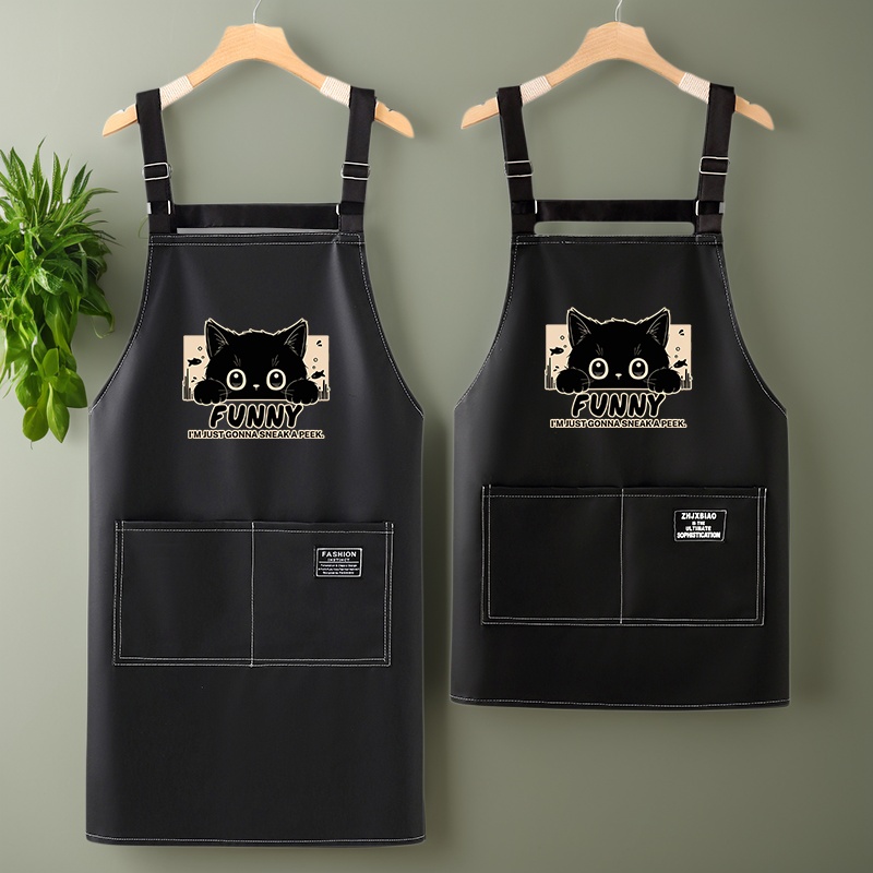 皮革围裙厨房家用工作服女餐饮上班专用耐磨防水防油2025新款定制