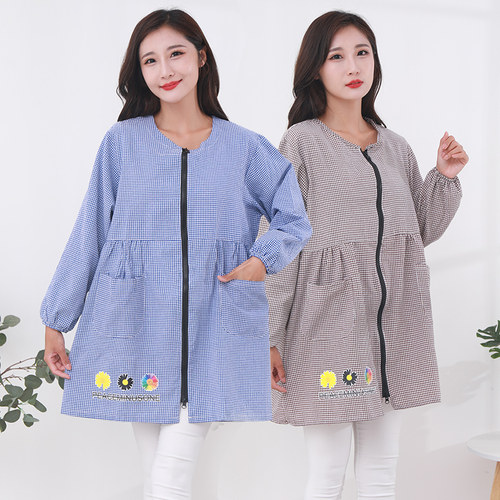 冬天纯棉长袖围裙家用厨房做饭男