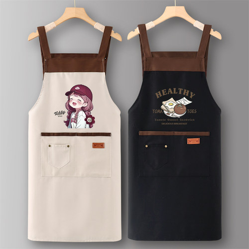纯棉帆布可定制印字围裙工作服女