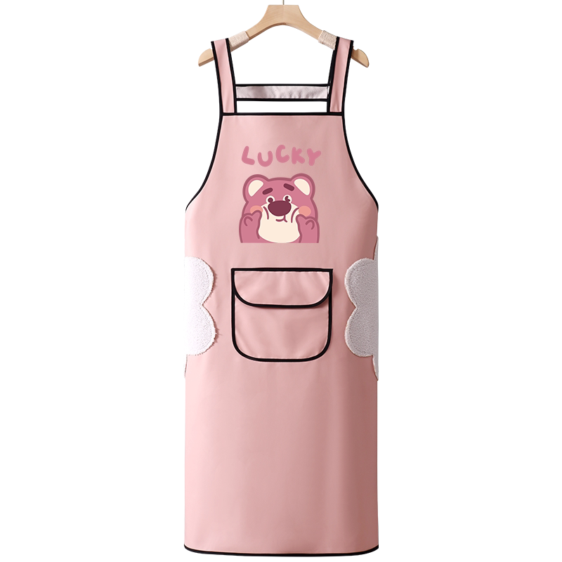 PU皮防水防油围裙工作服女