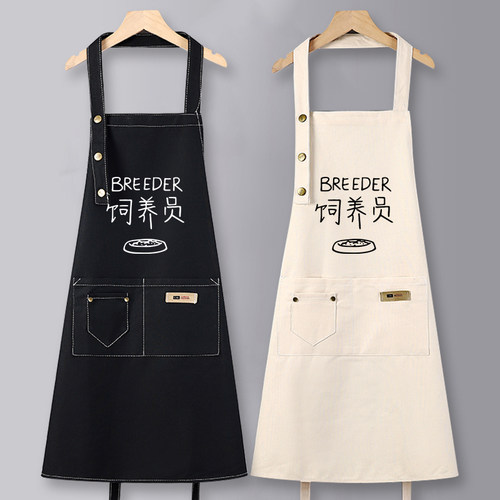 纯棉围裙定制logo印字工作服女