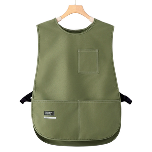 2026新款马甲式围裙冬季咖啡师理发店工作服女坎肩可定制logo印字