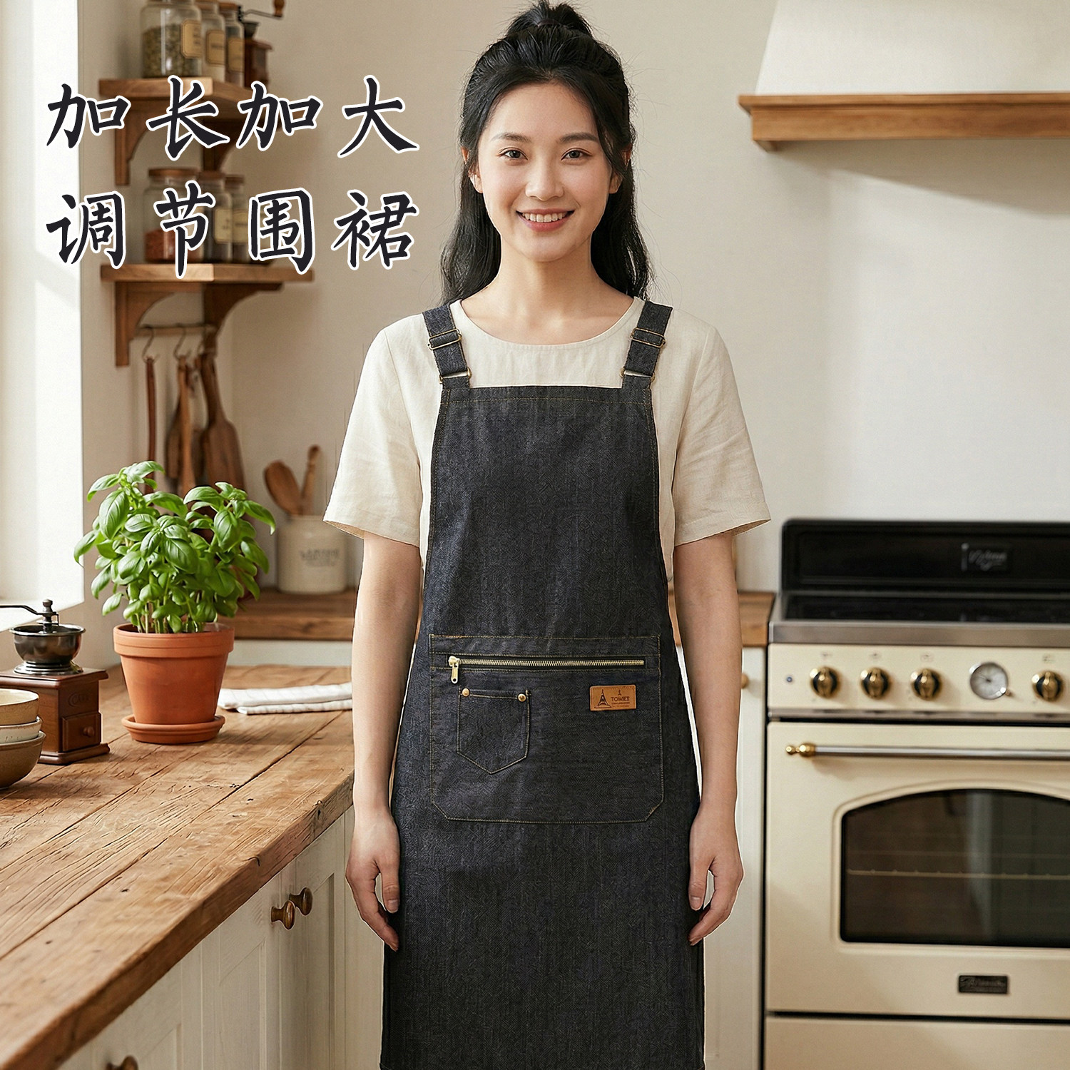加长加大厨房围裙定制logo家用