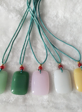 面包平安无事牌吊坠项链直播爆款时尚简约玉石毛衣链项坠