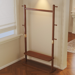 卧室落地式衣帽架立柱式简易挂衣架入户客厅挂包架床尾楠竹置衣架