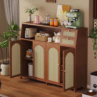 客厅靠墙一体边柜收纳柜咖啡茶水柜中古风餐边柜矮柜新型储物柜子