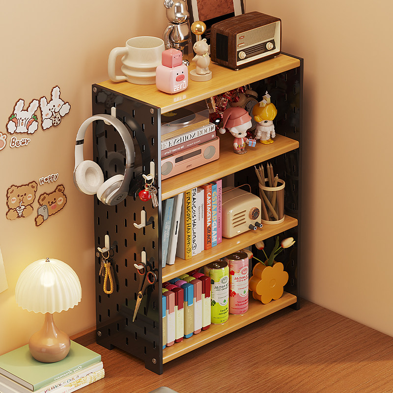 置物架桌面简易多层洞洞板办公室工位收纳整理2025新款中古风书架,收纳整理,整理架/置物架/收纳架,淘宝优惠券,粉丝福利购,淘宝优惠卷