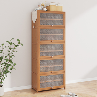 入户多层鞋 柜带门结实耐用楼道大容量楠竹好看 架家用门口外防尘鞋