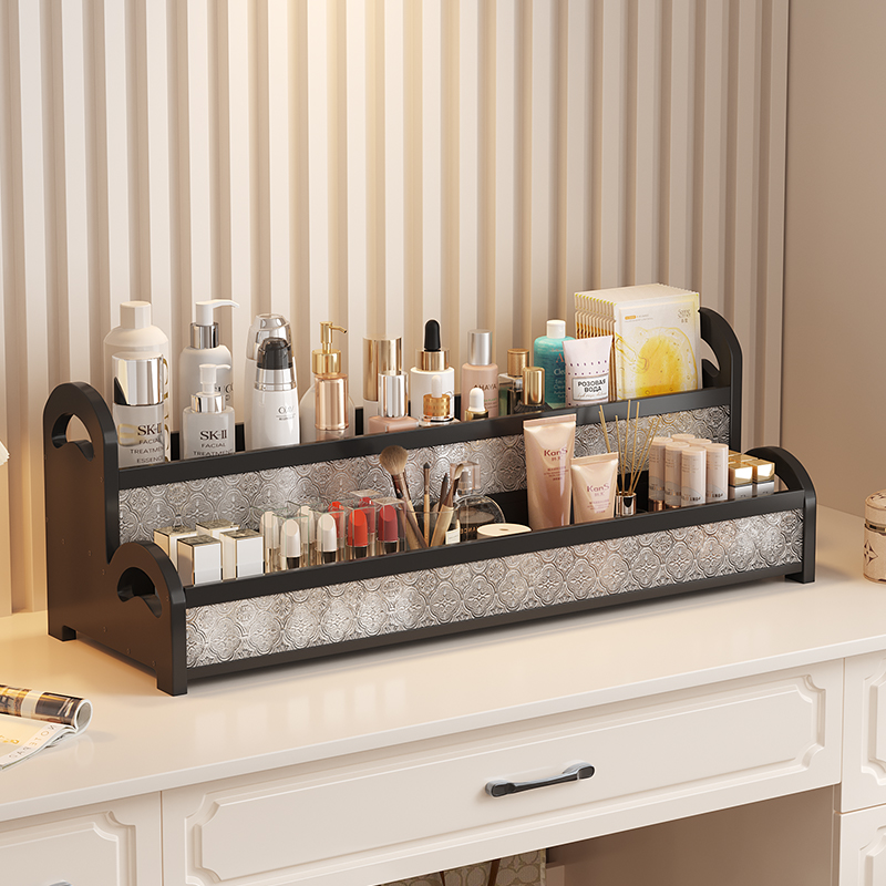 化妆品桌面收纳盒高级感2025新款大容量梳妆台护肤品化妆刷置物架