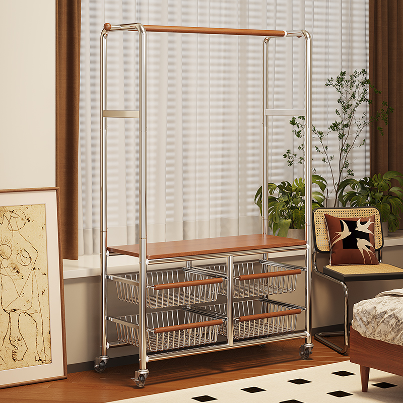 竹中生智中古风带轮衣帽架