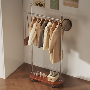 卧室衣帽架落地移动金属立柱式挂衣架简易进门不占空间中古挂包架